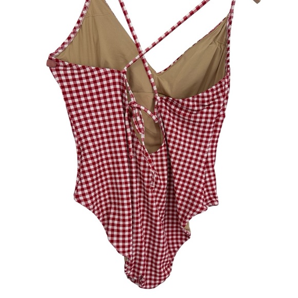 Old Navy Red Gingham One Piece Swimsuit V Neck size 2X NWT - Picture 8 of 12